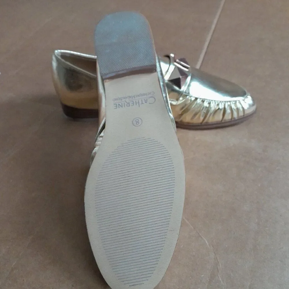Catherine Malandrino Women’s Shoes Gold Loafer Slip On Casual New Size 8